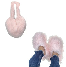 Load image into Gallery viewer, Diva Fur Slippers &amp; Fur Bag Set
