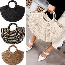 Load image into Gallery viewer, Women New Straw Handbags Woman Handmade Woven Basket Rattan Handbag for Femme Ladies Simple All-Match Handbag
