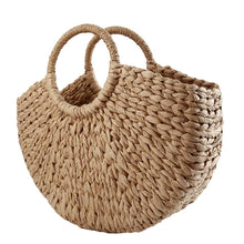 Load image into Gallery viewer, Women New Straw Handbags Woman Handmade Woven Basket Rattan Handbag for Femme Ladies Simple All-Match Handbag
